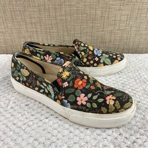 Keds Floral Black Slip-On Sneakers